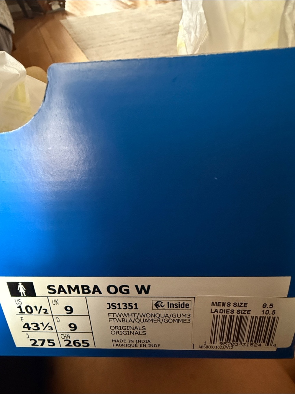adidas Samba OG W White Wonder Quartz Gum Sneakers NWT Women’s 10.5 - Picture 9 of 10